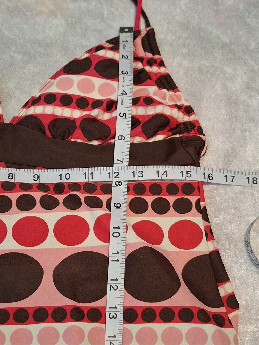 Tankini Halter neck skirted Wmns Size 16 a.n.a. Pink Coral Brown White polka dot - Picture 4 of 9